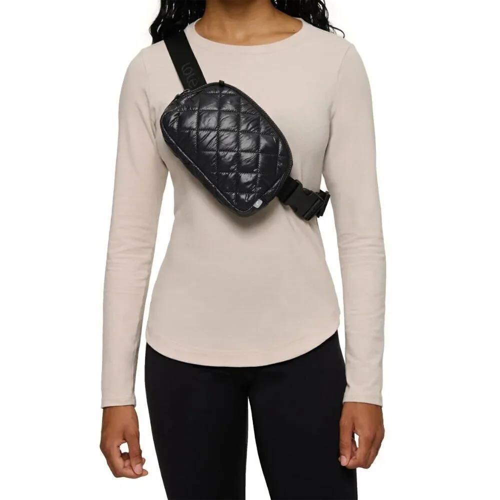 Lolë Unisex Quilted Belt Bag Black Adjustable Strap